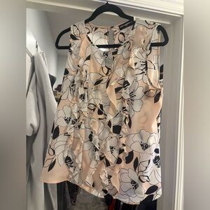 Karl Lagerfeld Peach and Black Floral Blouse